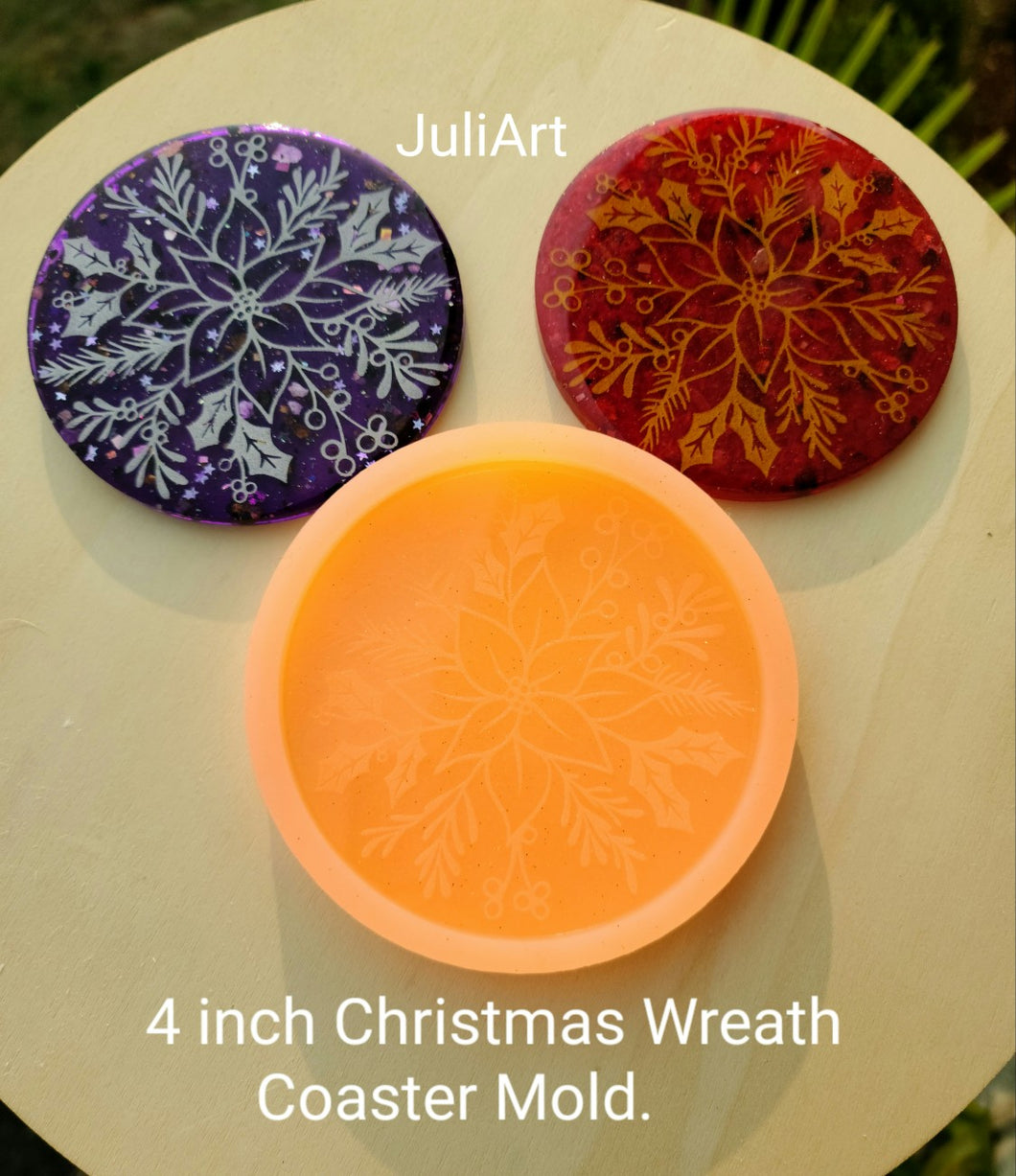 4 inch Christmas Wreath Coaster Silicone Mold for Resin Coasters –  JuliArtStudio