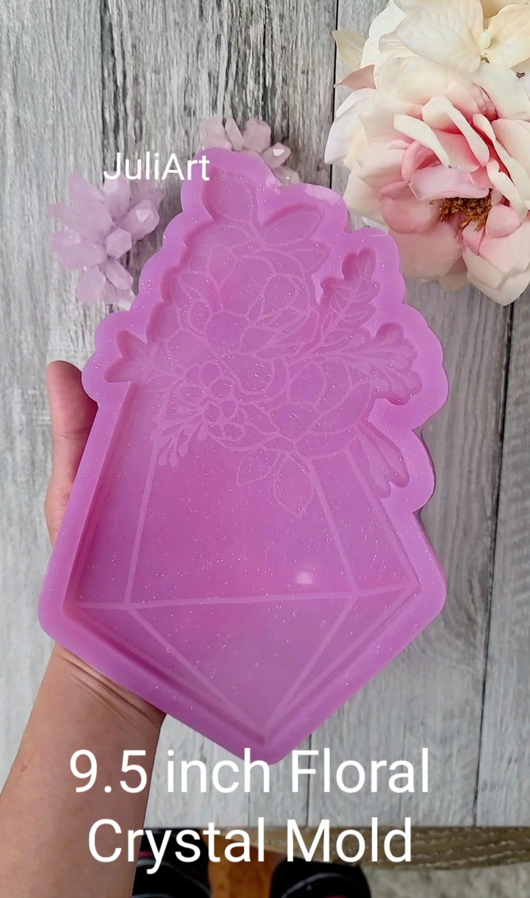 9.5 inch Floral Crystal Silicone Mold for Resin casting
