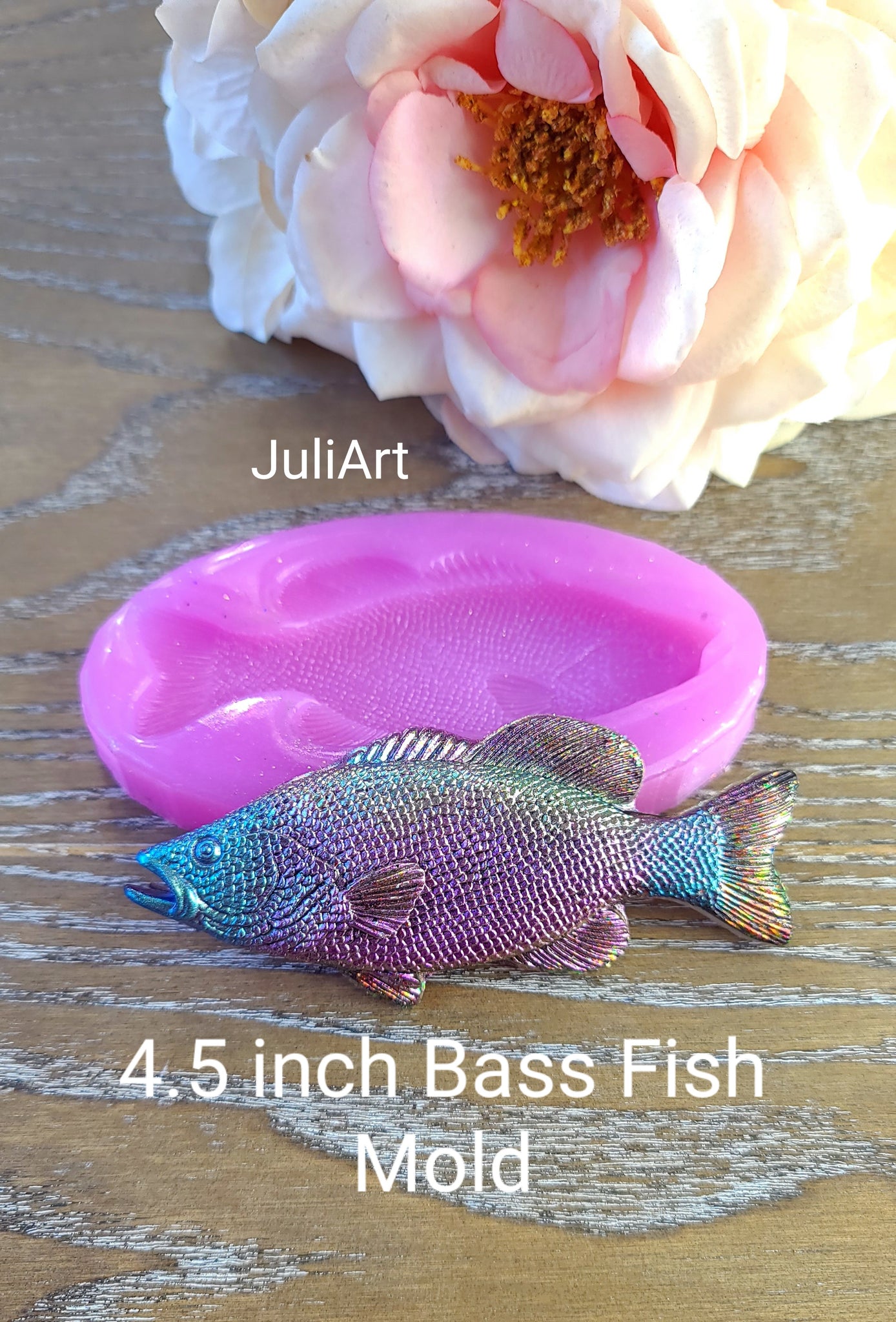 4.5 inch 3D Bass Fish Silicone Mold for Resin casting – JuliArtStudio