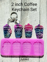 Load image into Gallery viewer, 2 inch Coffee Keychain Set Silicone Mold for Resin casting
