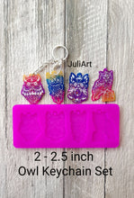 Load image into Gallery viewer, 2 - 2.5 inch Owl Keychain Set Silicone Mold for Resin casting
