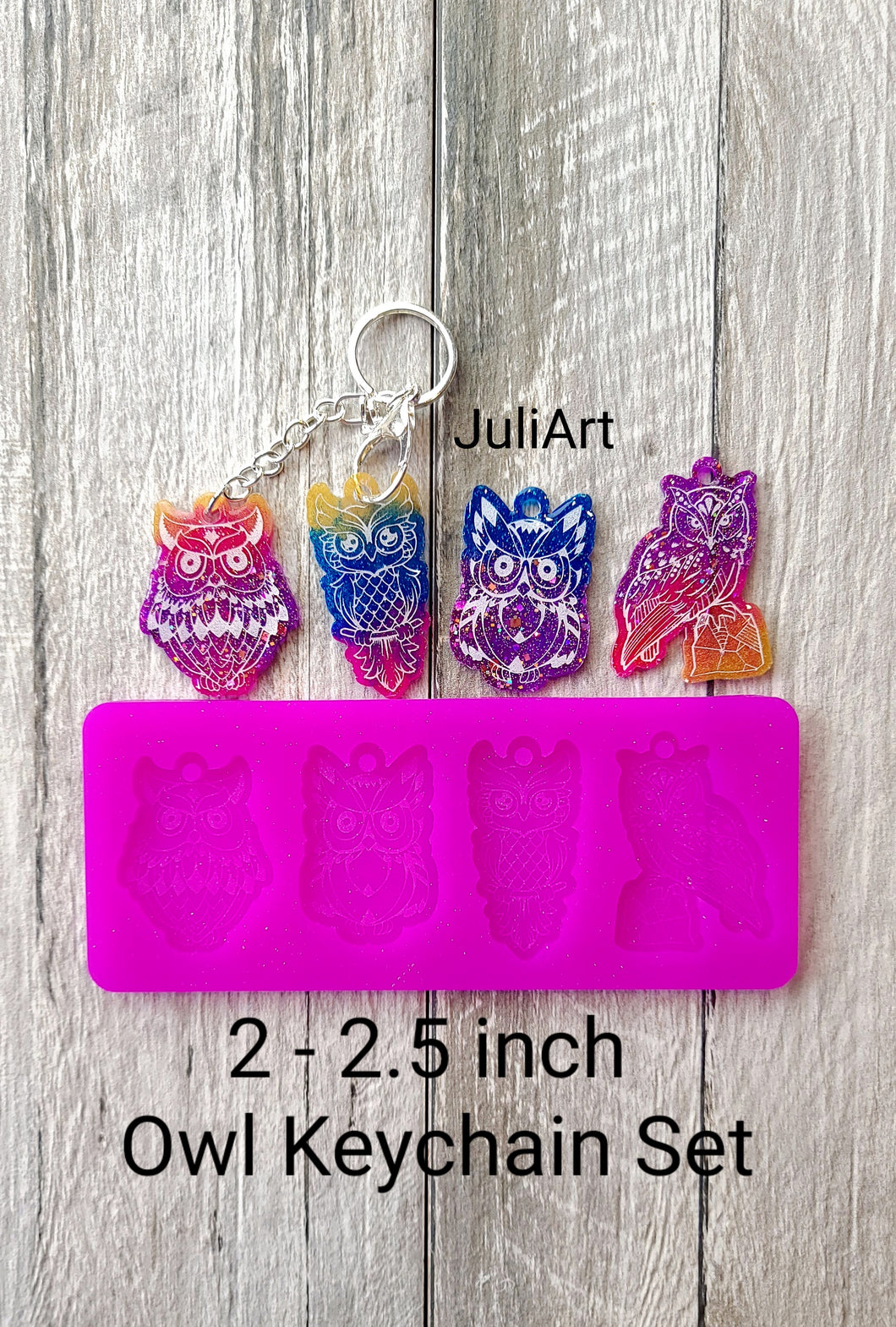 2 - 2.5 inch Owl Keychain Set Silicone Mold for Resin casting
