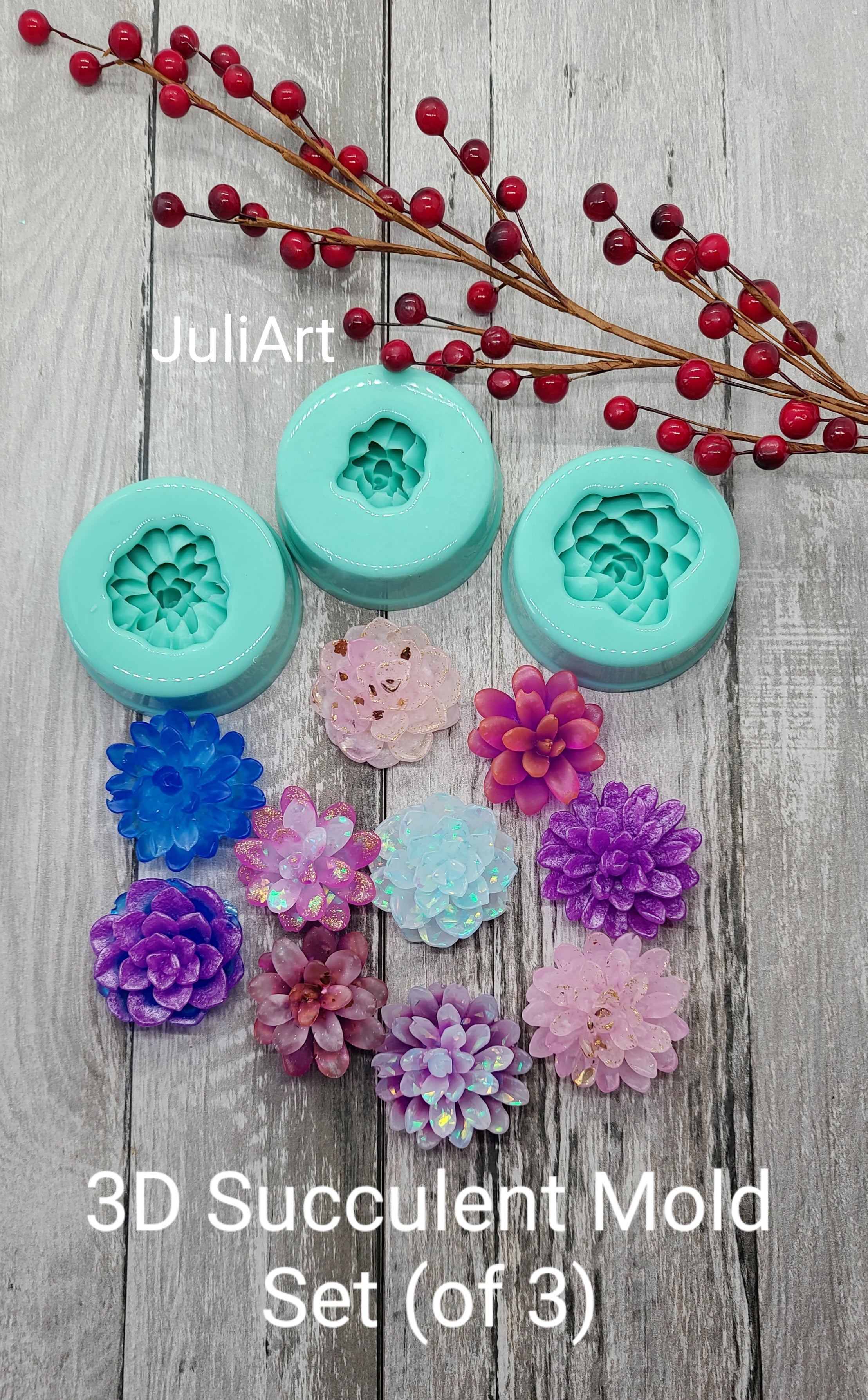 succulent resin mold 3D Small Succulent Silicone Mold for Resin – JuliArtStudio