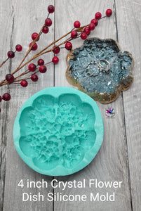 4 inch Crystal Flower Dish Silicone Mold for Resin