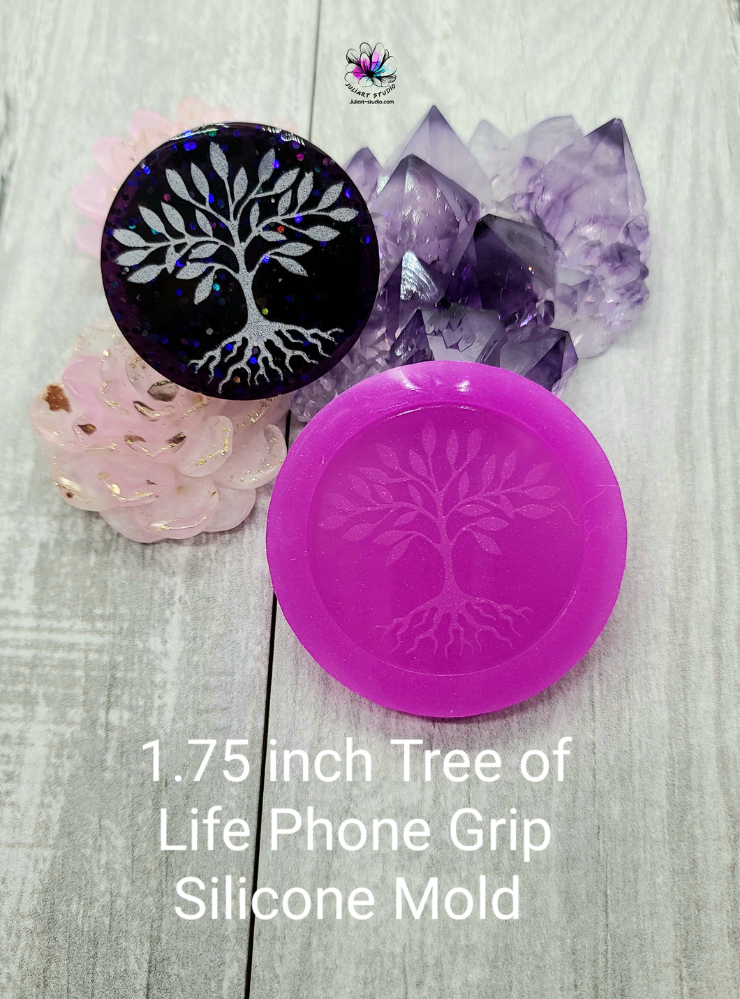 1.75 inch Tree Of Life Phone Grip Silicone Mold for Resin casting