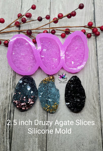 2.5 inch Druzy Agate Slices (3-slot) Silicone Mold for Resin