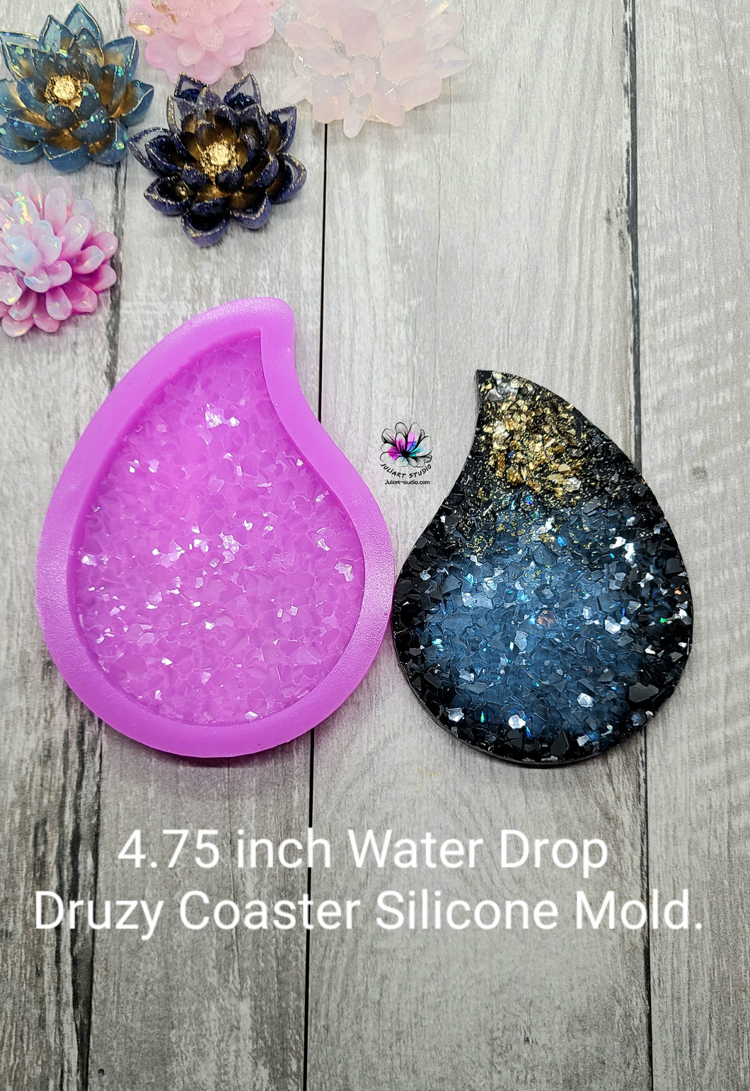 4.75 inch Water Drop Druzy Coaster Silicone Mold for Resin