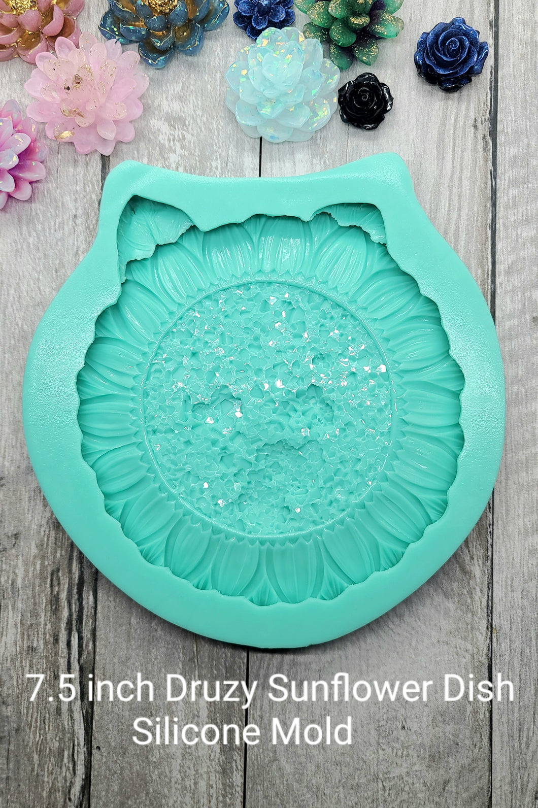 7.5 inch Druzy Sunflower Dish Silicone Mold for Resin