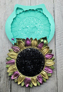 7.5 inch Druzy Sunflower Dish Silicone Mold for Resin