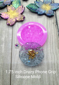 1.75 inch Round Druzy Phone Grip Silicone Mold for Resin