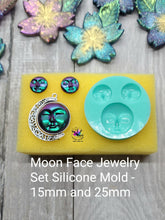 Load image into Gallery viewer, Moon Face Jewelry Set Silicone Mold for Resin casting - 15mm and 25mm
