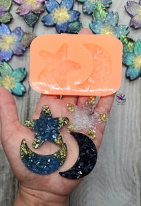 1.75 inch Druzy Moon Star Set Silicone Mold for Resin
