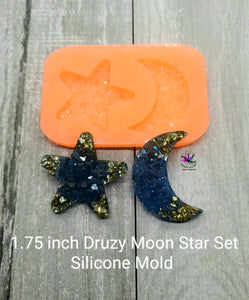 1.75 inch Druzy Moon Star Set Silicone Mold for Resin