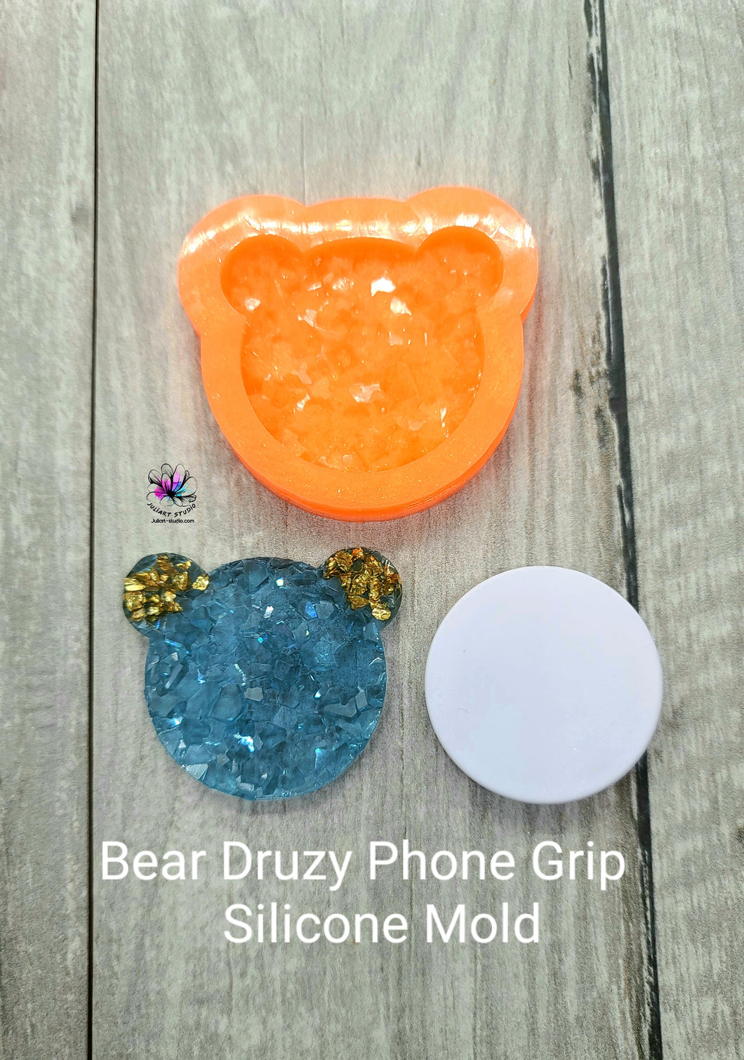 2 inch Bear Druzy Phone Grip Silicone Mold for Resin