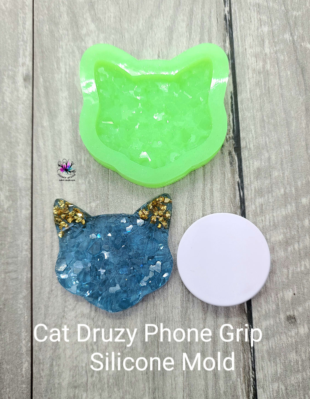 2.25 inch Cat Druzy Phone Grip Silicone Mold for Resin