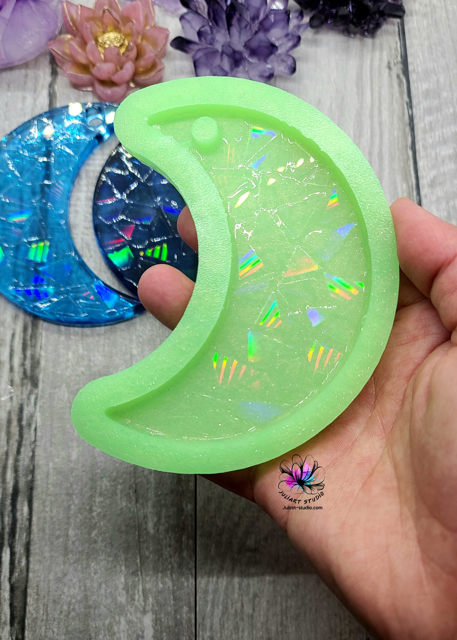 thumbnail image 2 of Crescent Moon Silicone Mold: Wolf, Cat, Mermaid Tail... 2 of 11