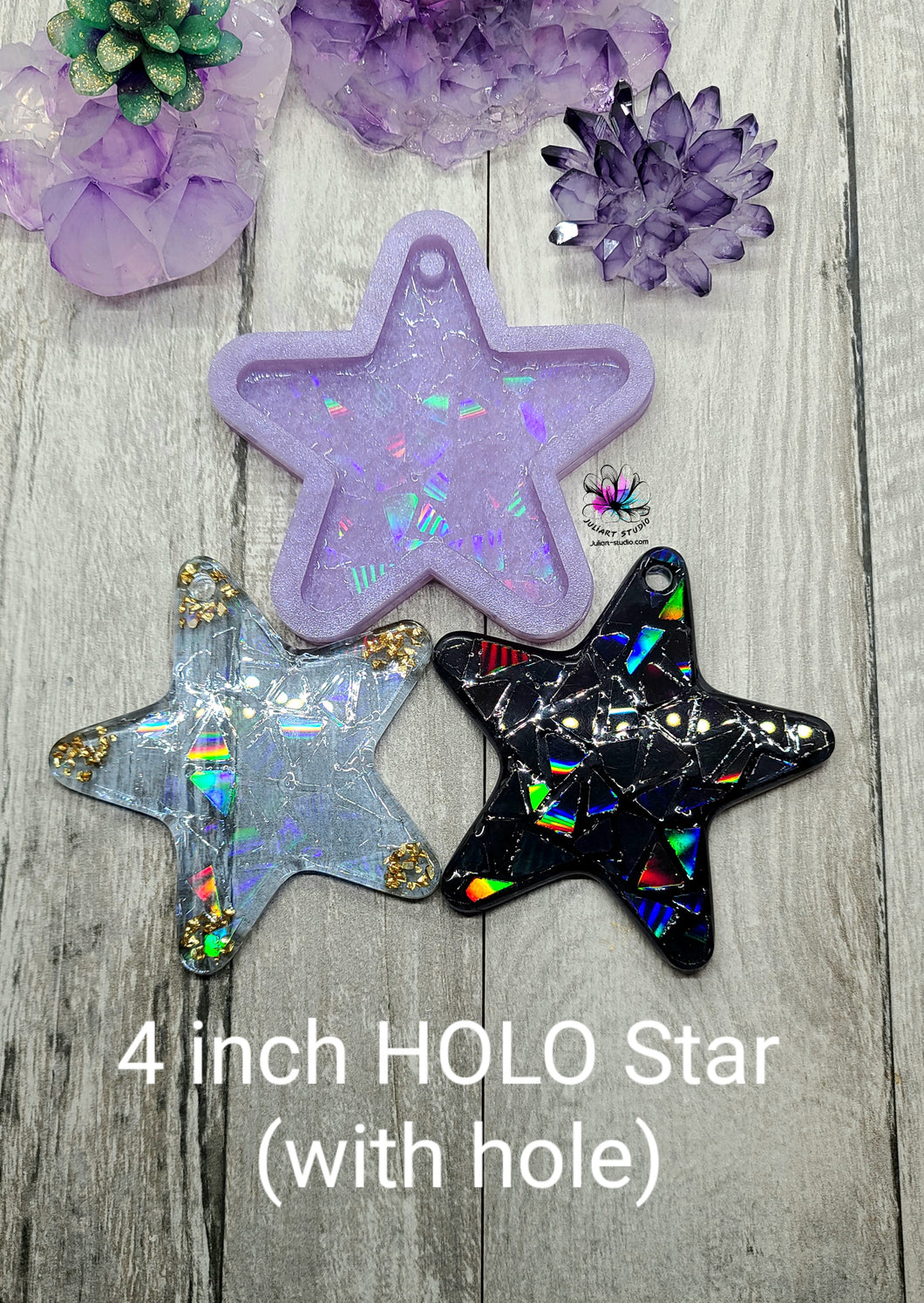 Galaxy glitter resin charm. Famowood resin, star silicone mold