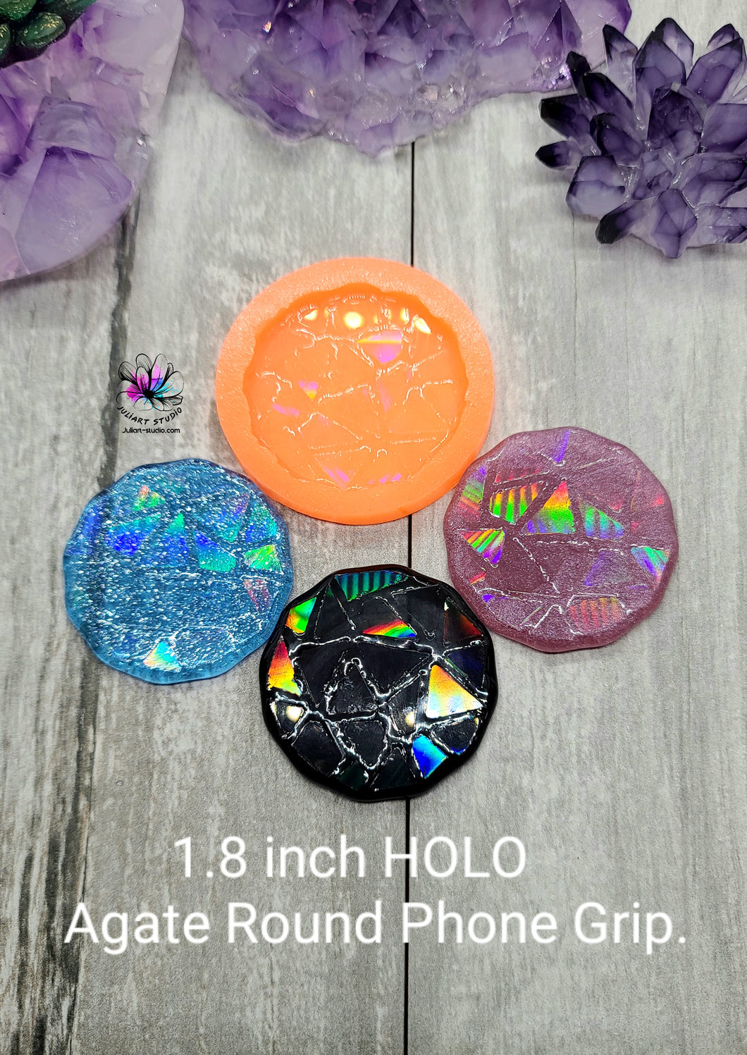 1.8 inch HOLO Round Agate Phone Grip Silicone Mold for Resin