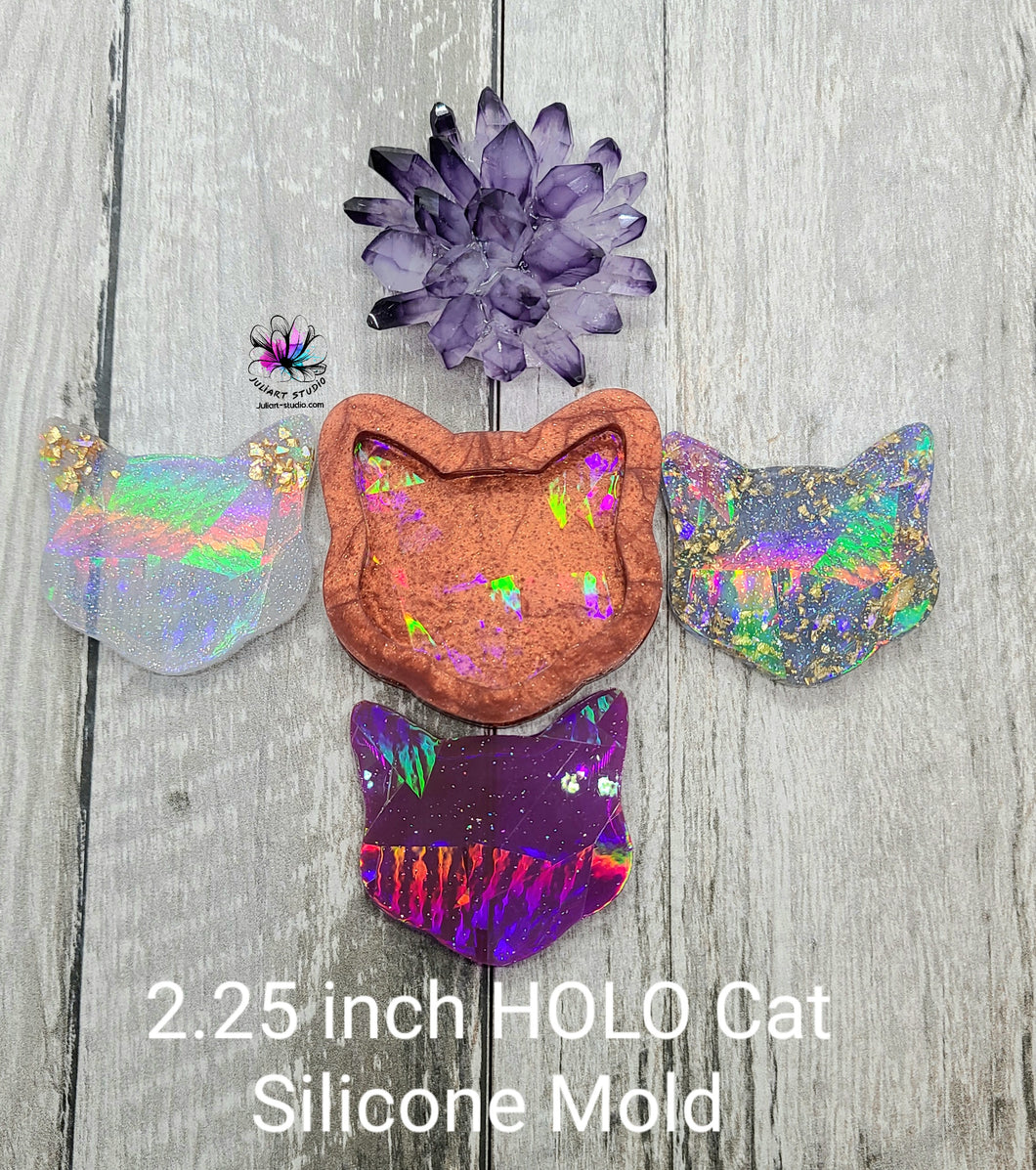 2.25 inch HOLO Cat Silicone Mold for Resin