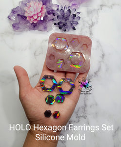 HOLO Hexagon Earrings Set Silicone Mold for Resin