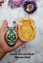 Load image into Gallery viewer, 3 inch Owl and Skull Silicone Mold for Resin
