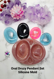 Oval Druzy Pendant Earrings Silicone Mold for Resin casting