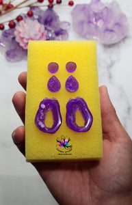 Druzy Stud and Dangle Earrings Set Silicone Mold for Resin casting