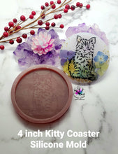 Load image into Gallery viewer, 4 inch Kitty Coaster Silicone Mold for Resin casting
