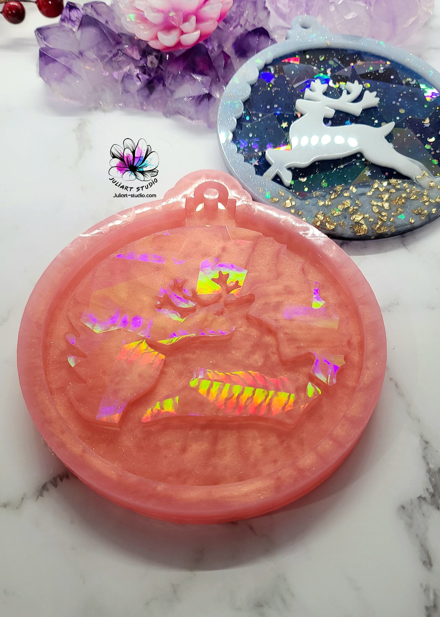 4.5 inch HOLO Christmas Bauble FOREST Silicone Mold for Resin –  JuliArtStudio