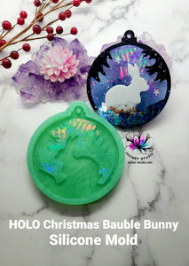 4.5 inch HOLO Christmas Bauble BUNNY Silicone Mold for Resin