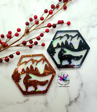 Load image into Gallery viewer, 4.5 inch HOLO Hexagon Wolf Coaster Silicone Mold for Resin
