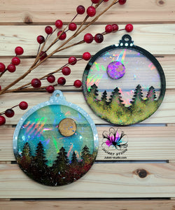 4.5 inch HOLO Christmas Bauble FOREST Silicone Mold for Resin