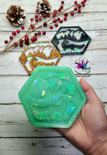 Load image into Gallery viewer, 4.5 inch HOLO Hexagon Wolf Coaster Silicone Mold for Resin
