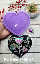 Load image into Gallery viewer, 4.75 inch Floral Heart Coaster Silicone Mold for Resin casting
