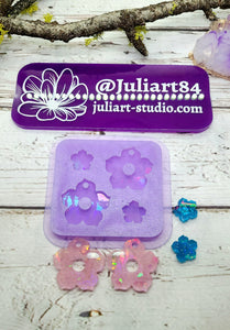 1.25 inch HOLO Flower Earrings (#HE-Flow) Silicone Mold for Resin