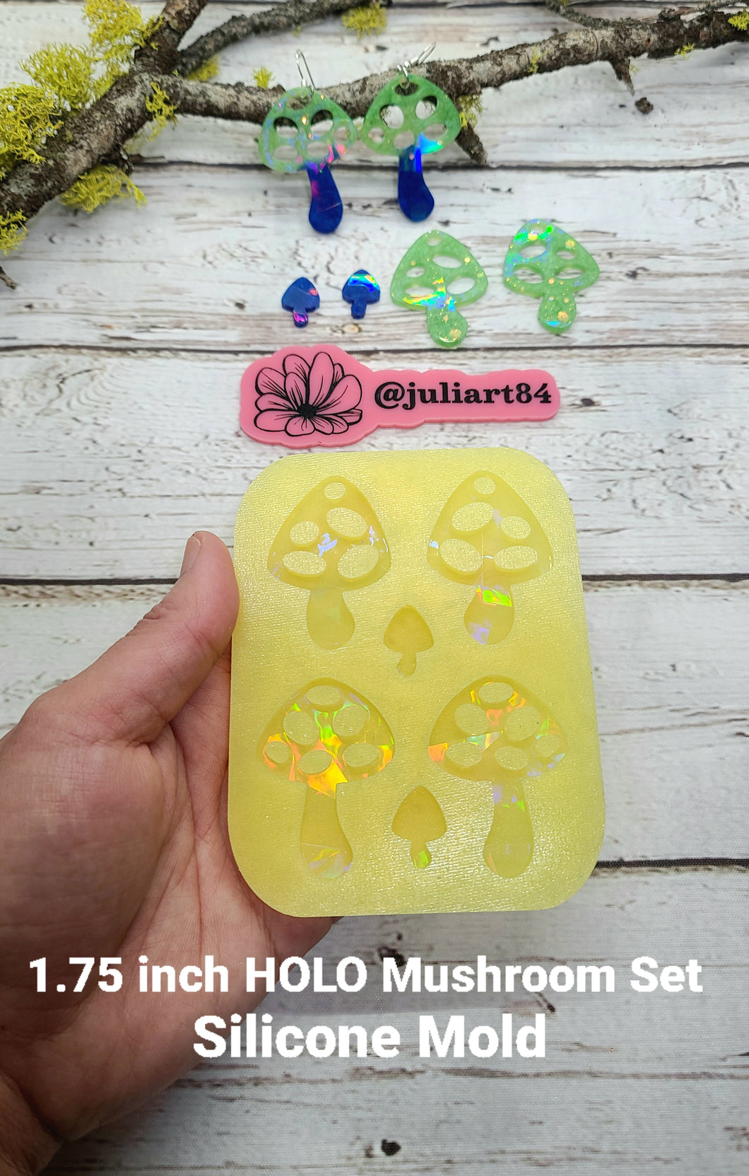1.75 inch HOLO Mushroom Set Silicone Mold for Resin