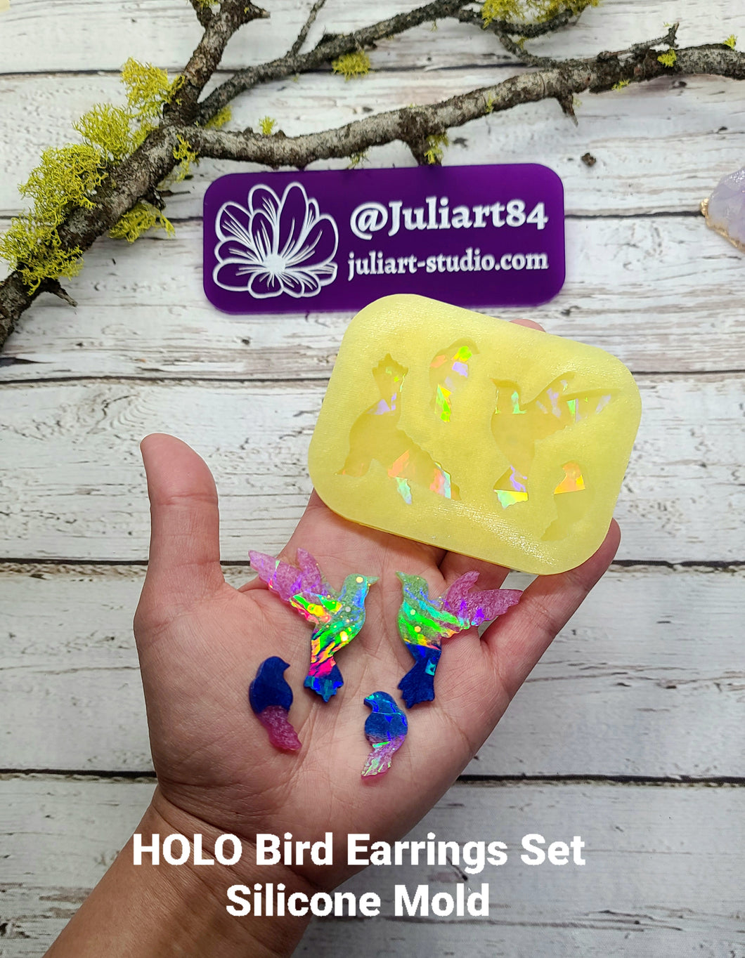 1.75 inch HOLO Bird Earrings Set Silicone Mold for Resin