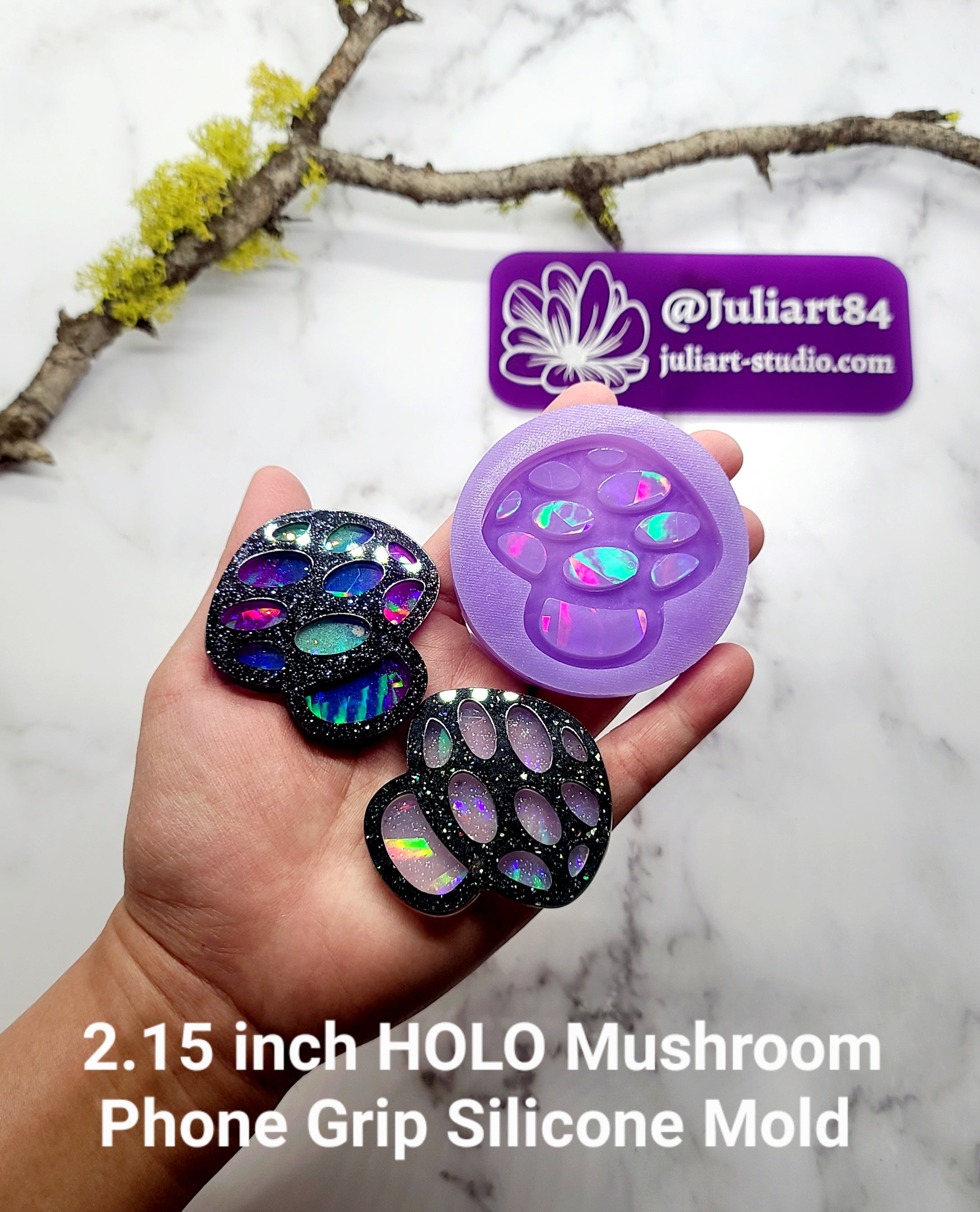 2.15 inch HOLO Mushroom Phone Grip Silicone Mold for Resin – JuliArtStudio