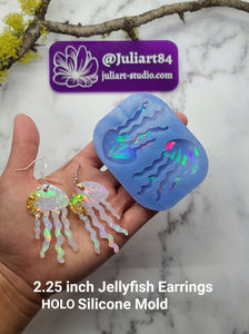 2.25 inch HOLO Jellyfish Earrings (HE-Jel) Silicone Mold for Resin