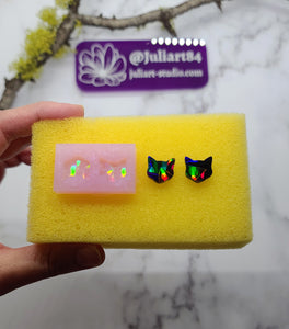 0.6 inch HOLO Cat Studs Silicone Mold for Resin