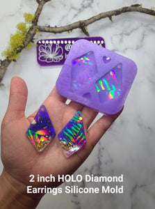 2 inch HOLO Diamond Shape Earrings Silicone Mold for Resin