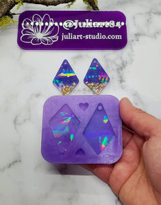 2 inch HOLO Diamond Shape Earrings Silicone Mold for Resin