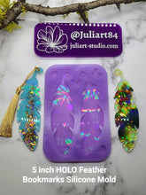 Load image into Gallery viewer, 5 inch HOLO Feather Bookmark Palette Silicone Mold for Resin
