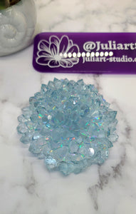MADE BY ORDER: 4 inch Resin Dahlia Crystal Cluster in Icy Blue