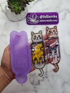 5 inch Kawaii Cat Bookmark Silicone Mold for Resin