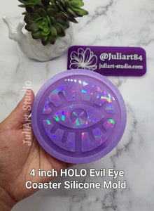 4 inch HOLO Evil Eye Coaster Silicone Mold for Resin