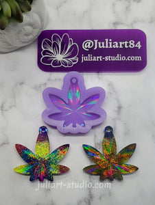 2.5 inch HOLO 420 Leaf Keychain (with hole) Silicone Mold for Resin