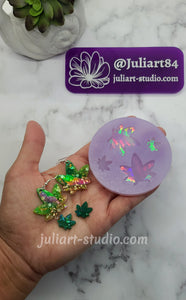 1.25 inch HOLO 420 Leaf EARRINGS Silicone Mold for Resin