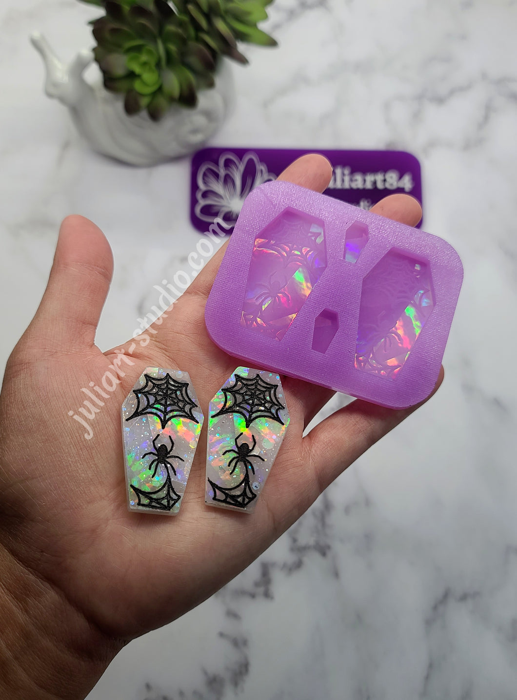 1.75 inch HOLO Coffin Earrings Silicone Mold for Resin