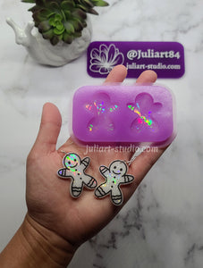 1.5 inch HOLO Gingerbread Man Earrings Silicone Mold for Resin